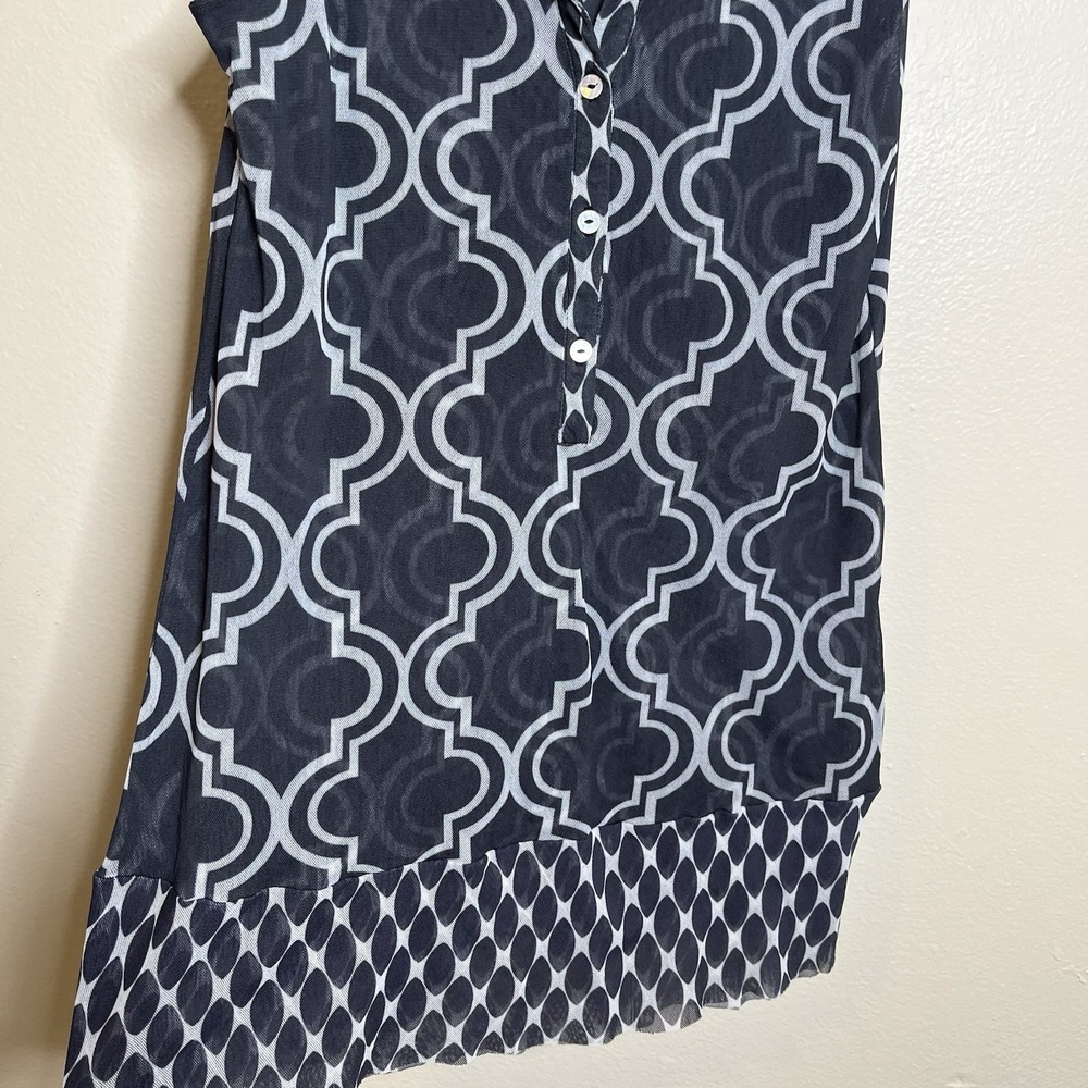 Women's Y2K Sweet Pea Top Sheer‎ Tunic S Preppy Coquette Mixed Pattern - Picture 5 of 7